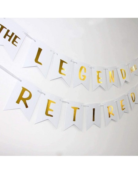 Banners & Garlands White & Gold The Legend Has Retired Banner - Happy Retirement Banner- Retirement- Going Away- Farewell Par...