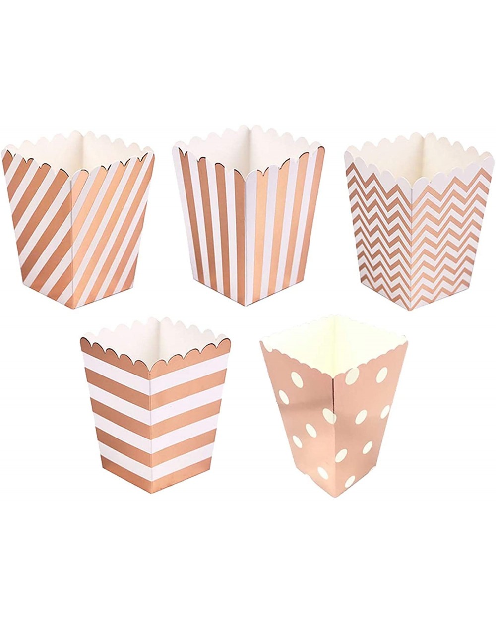 Favors Rose Gold Open-Top Popcorn Box Set of 60 Popcorn Favor Boxes Cardboard Candy Container Parties Mini Paper Popcorn Cont...