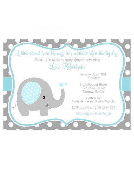 Invitations Elephant Baby Shower Invitations Blue Grey Gray Boys It's a BoyNew Plan Rescheduled Event Party Shower Save The D...