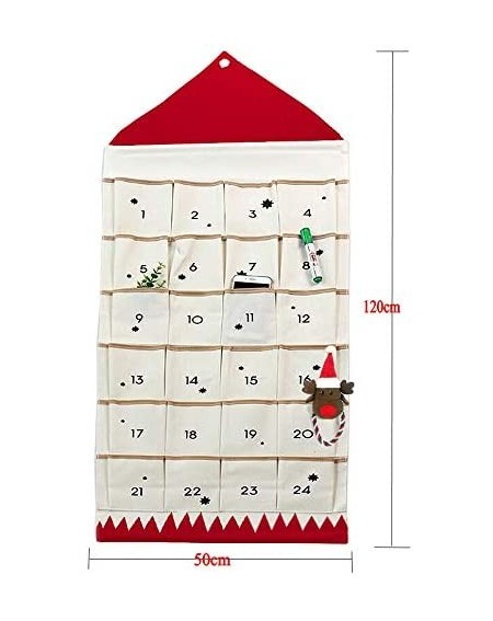 Advent Calendars Christmas Countdown Advent Calendars with Pockets 24 Days DIY Xmas Decorations Hanging Bag (Red) - Red - CY1...