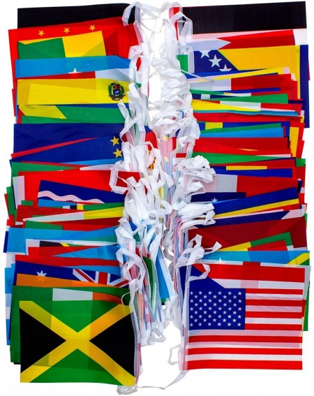 Banners & Garlands 200 World Country Flags International Banner- 165 Feet 8.2" x 5.5"- for Party- Classroom Decoration- Bars-...