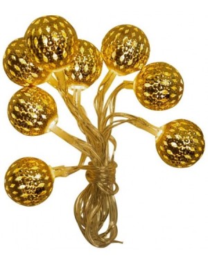 Indoor String Lights Signature Battery Operated Ball Metal Cap LED Light String- Gold- 4.5-Feet - Gold - C817YLHEZ60 $21.22