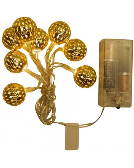 Indoor String Lights Signature Battery Operated Ball Metal Cap LED Light String- Gold- 4.5-Feet - Gold - C817YLHEZ60 $21.22