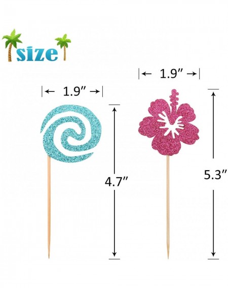 Cake & Cupcake Toppers 30pcs Moana Inspired Cupcake Toppers Birthday Party Decoration Boat Sail Swirls Hooks Hawaiian Flower ...