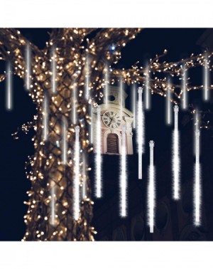 Outdoor String Lights Falling Rain Lights 30CM- 8 Waterproof Tubes Meteor Lights- 288 LEDs Meteor Shower Lights for Christmas...