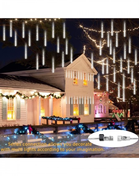 Outdoor String Lights Falling Rain Lights 30CM- 8 Waterproof Tubes Meteor Lights- 288 LEDs Meteor Shower Lights for Christmas...