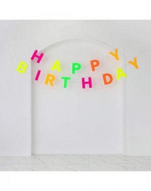 Banners Neon Paper Garland Circle Dots Birthday Party Banner For Kids Adults Hanging Decorations-HAPPY BIRTHDAY Banner-Black ...