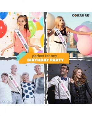 Favors Birthday Sash for Women - Soft Satin White Sash with Pink Foil - Happy Birthday Sash for 'Birthday Girl'- Birthday Men...