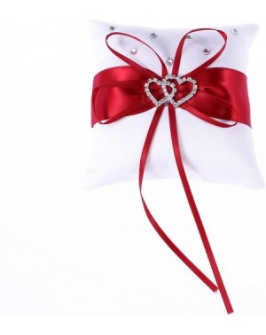 Ceremony Supplies Wedding Ring Pillow- White Red Bridal Ring Bearer Holder Cushion Double Heart Wedding Ring Box Wedding Acce...