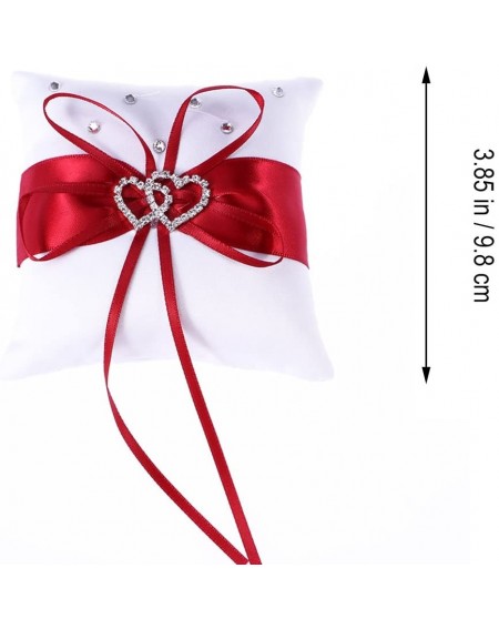 Ceremony Supplies Wedding Ring Pillow- White Red Bridal Ring Bearer Holder Cushion Double Heart Wedding Ring Box Wedding Acce...