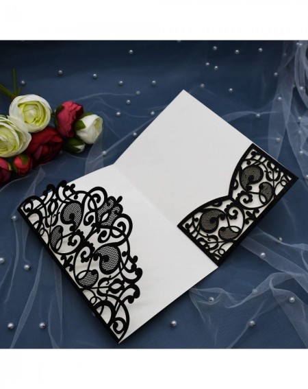 Invitations 20 pcs Laser Cut Wedding Invitations Cards Pockets Glitter Invite 3 Fold for Wedding Quinceañera Birthday Party B...