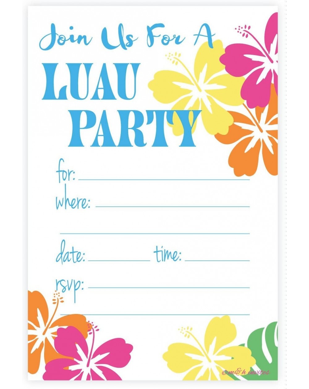 Invitations Luau Summer Party Invitations - Fill In Style (20 Count) With Envelopes - C812GNNMEH1 $11.01