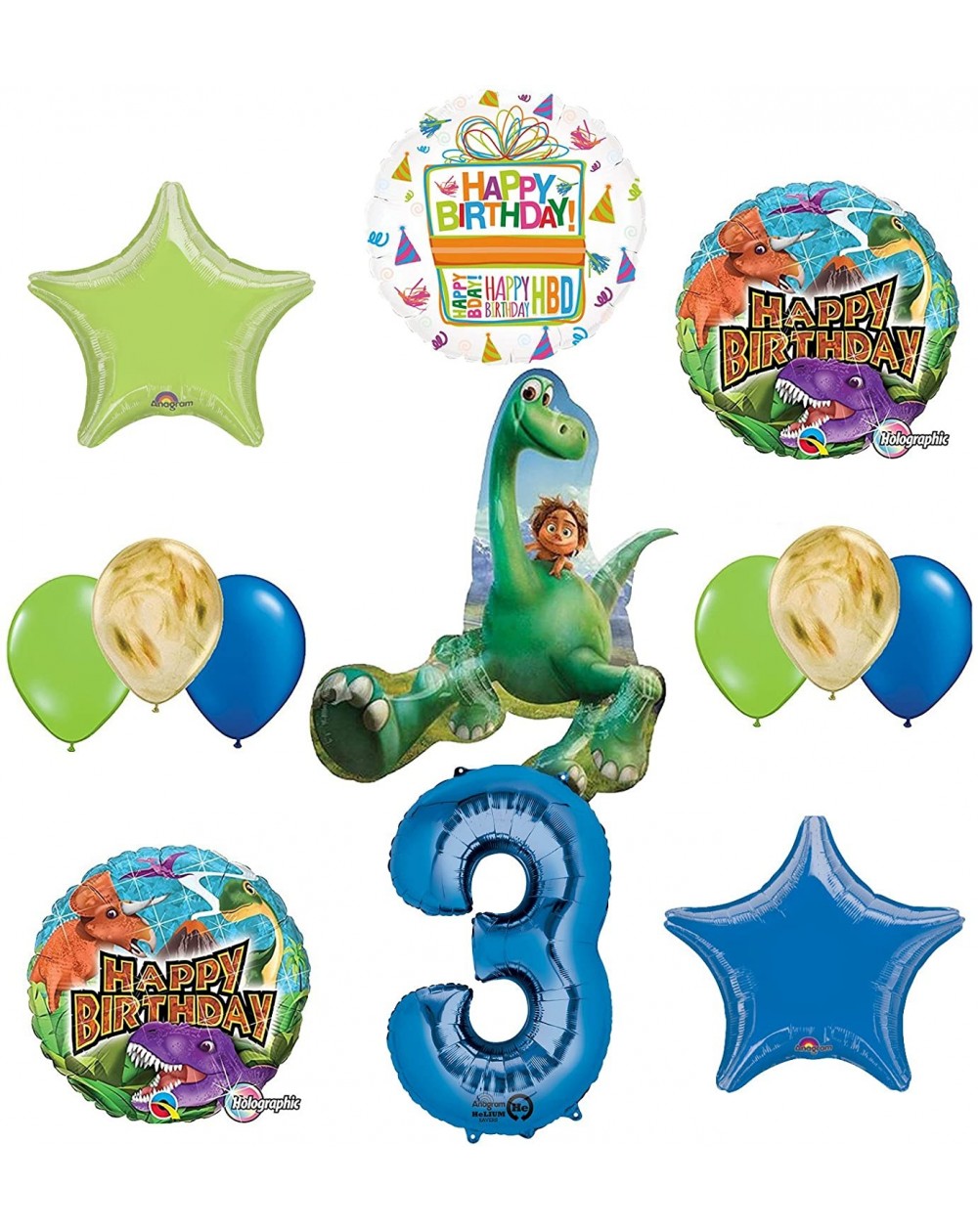 Balloons Arlo and Spot The Good Dinosaur 3rd Birthday Party Supplies and Balloon Decorations - C6183N8AI35 $34.55