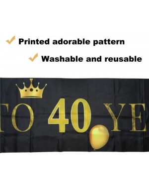 Banners Large Happy 40th Birthday Party Yard Background Banner- 40th Birthday Black Gold Party Supplies Decorations with Crow...