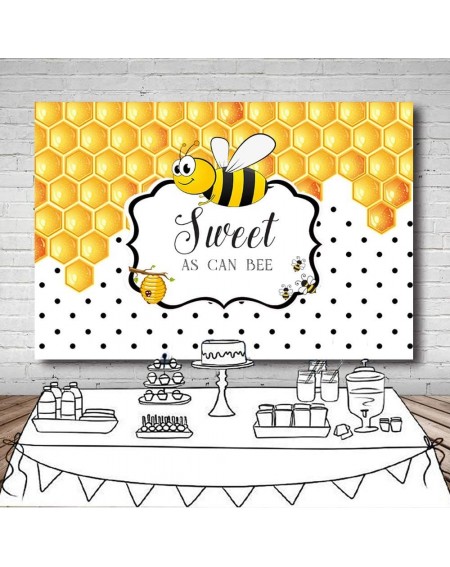 Photobooth Props 7x5ft Sweet As Can Bee Baby Shower Backdrop for Photography Yellow Bee-Day Honeycomb Bumble Bee Theme Birthd...