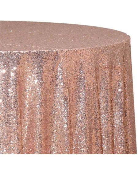 Tablecovers Sequin Tablecloth 50 Inch Round Table Line for Wedding Christmas Party Cake Dessert Events Decorations- Rose Gold...