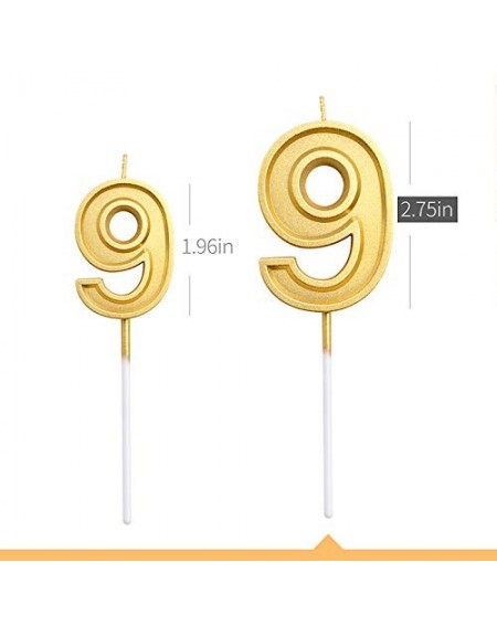 Cake Decorating Supplies 2.75" Big Gold Birthday Candle Numbers 9 Cake Candle Topper for Kid's/Adult's Birthday Party - Gold ...