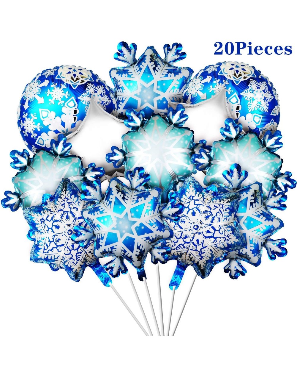 Balloons 20 Pieces Snowflake Foil Balloons Frozen Birthday Party Winter Theme Balloons Shining Star Aluminum Balloons for Bab...