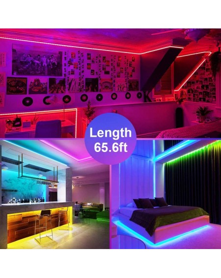 Rope Lights 65.6ft LED Strip Lights- Music Synch Color Changing Dimmable RGB Rope Lights- 600 5050 LEDs- Tape lights with Rem...