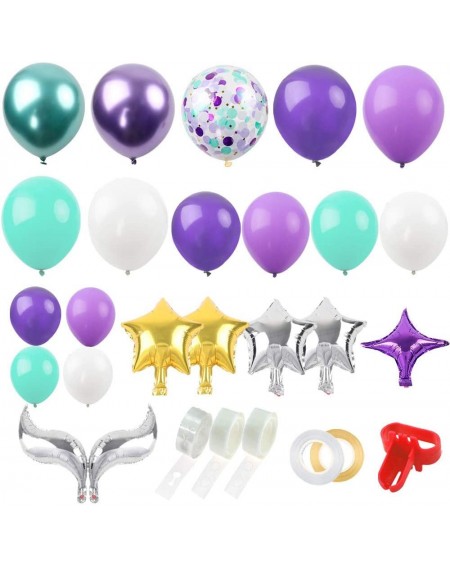 Balloons 311pcs Mermaid Party Supplies and Mermaid Happy Birthday Banner and Glitter Mermaid Cake Topper for Birthday Party D...
