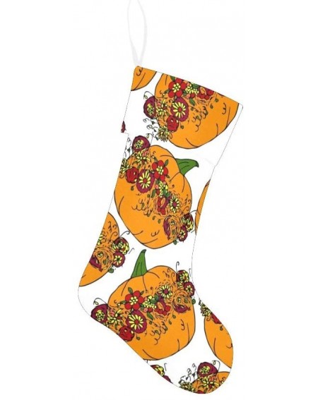 Stockings & Holders Halloween Pumpkin Floral Christmas Stocking for Family Xmas Party Decoration Gift 17.52 x 7.87 Inch - Mul...