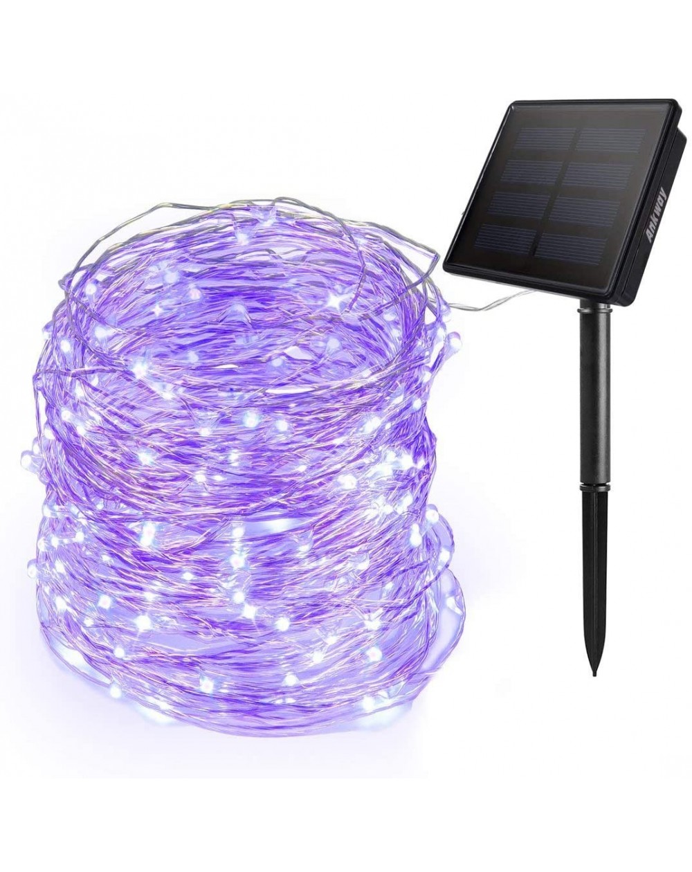 Outdoor String Lights Purple Solar String Lights Outdoor 200 LED Fairy Lights 3-Strand Copper Wire Light 8 Modes 72 ft Solar ...