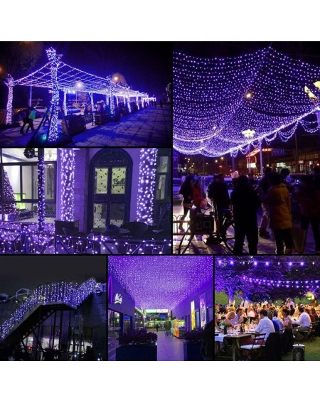 Outdoor String Lights Purple Solar String Lights Outdoor 200 LED Fairy Lights 3-Strand Copper Wire Light 8 Modes 72 ft Solar ...