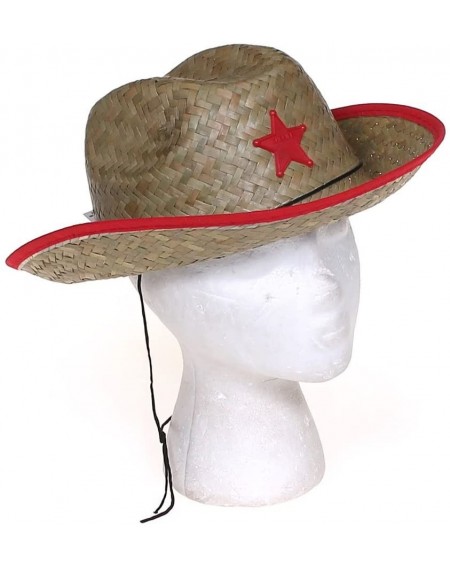 Party Hats Kids Straw Cowboy Sheriff Hat w/Star (2 Pack) - CM111PFRX7T $8.98