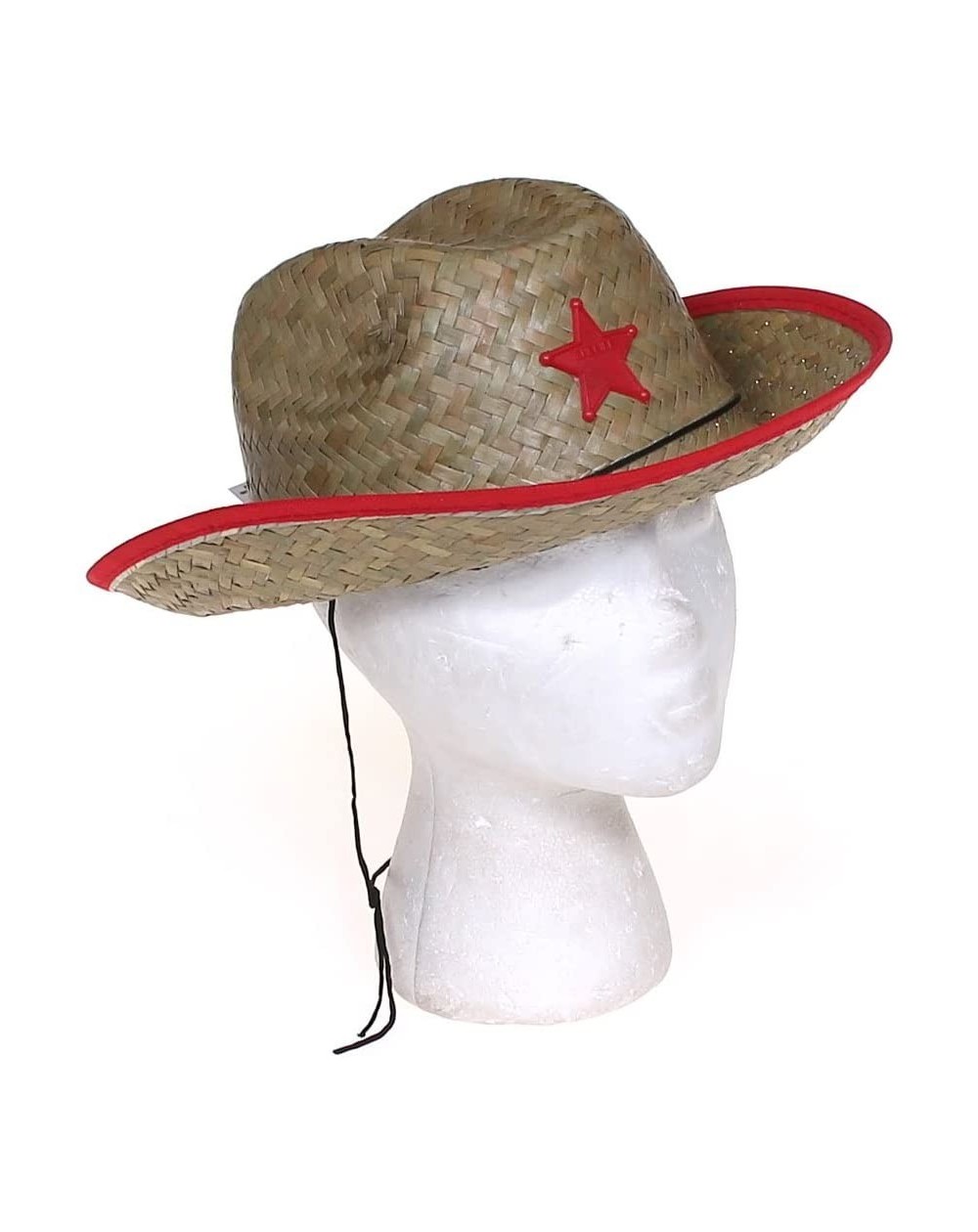 Party Hats Kids Straw Cowboy Sheriff Hat w/Star (2 Pack) - CM111PFRX7T $8.98
