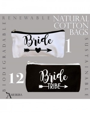 Favors 12 Pack Set + 1 Bride Bag - Premium Natural Cotton Canvas Makeup Bag- Bridesmaids Gifts for The Bachelorette Party or ...