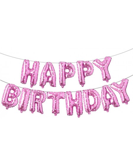 Balloons Happy Birthday Balloons- Aluminum Foil Banner Balloons for Birthday Party Decorations and Supplies (Pink Heart) - Pi...