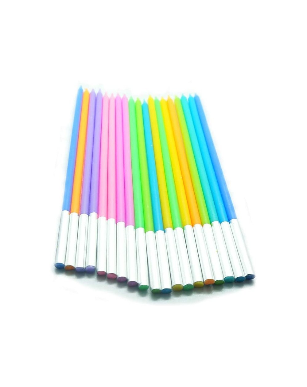 Birthday Candles 20 Count Party Long Thin Cake Candles Metallic Birthday Candles in Holders for Birthday Cakes Decorations - ...
