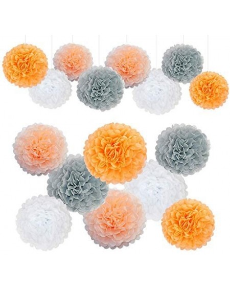 Tissue Pom Poms Peach White Grey Wedding Decorations Tissue Paper Flowers Pom Poms Balls for Bridal Shower Bachelorette Anniv...