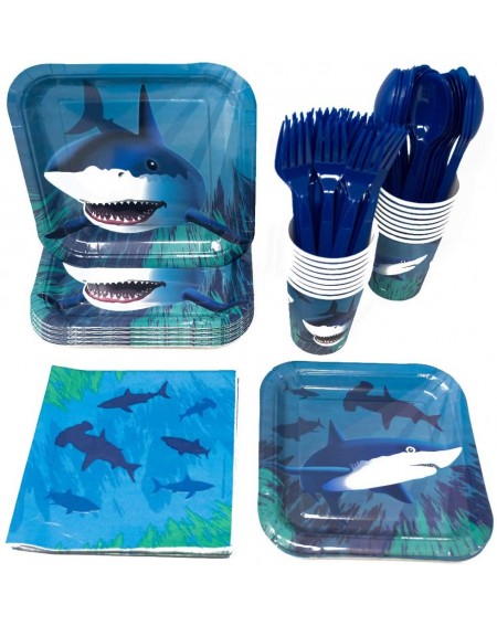 Party Packs Shark Party Supplies Packs (113+ Pieces for 16 Guests!)- Shark Tableware- Shark Party Supplies - CF18KNL28LK $16.28