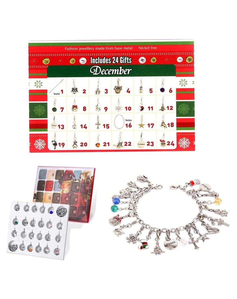 Advent Calendars Christmas Advent Calendar 2020 Jewelry DIY Bracelet Necklace Set Fashion Christmas Countdown Advent Calendar...