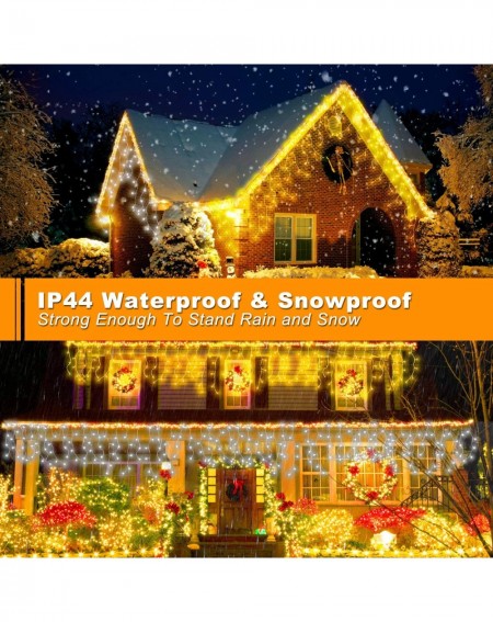 Outdoor String Lights Icicle Lights-200 LEDs Waterproof Christmas Lights with Remote Control Brightness Adjustment 9 Modes 3 ...