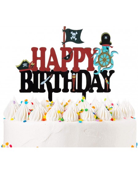 Cake & Cupcake Toppers Acrylic Happy Birthday Pirate Cake Topper Nautical Pirate Theme Birthday Party Decoration Suppliers - ...
