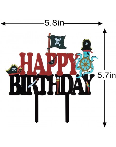 Cake & Cupcake Toppers Acrylic Happy Birthday Pirate Cake Topper Nautical Pirate Theme Birthday Party Decoration Suppliers - ...