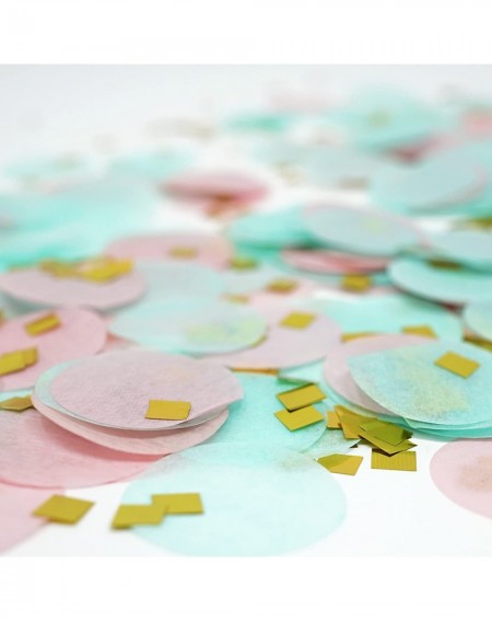 Confetti Premium 1-inch Round Tissue Paper Party Table Confetti - 50 Grams (Pink- Mint- Gold Mylar Flakes) - Pink- Mint- Gold...