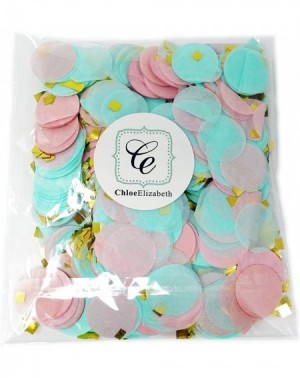 Confetti Premium 1-inch Round Tissue Paper Party Table Confetti - 50 Grams (Pink- Mint- Gold Mylar Flakes) - Pink- Mint- Gold...