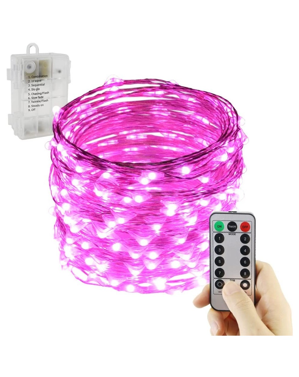 Indoor String Lights 8 Model Indoor and Outdoor Waterproof Battery Operated 200 LED String Lights on 66 Ft Long Ultra Thin Si...