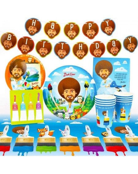 Party Packs Bob Ross and Friends- Art & Painting Party Supplies (Standard) with Woodland Creatures- Birthday Party Theme- 66 ...