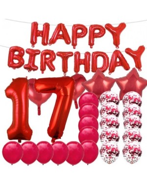 Balloons Sweet 17th Birthday Decorations Party Supplies-Red Number 17 Balloons-17th Foil Mylar Balloons Latex Balloon Decorat...