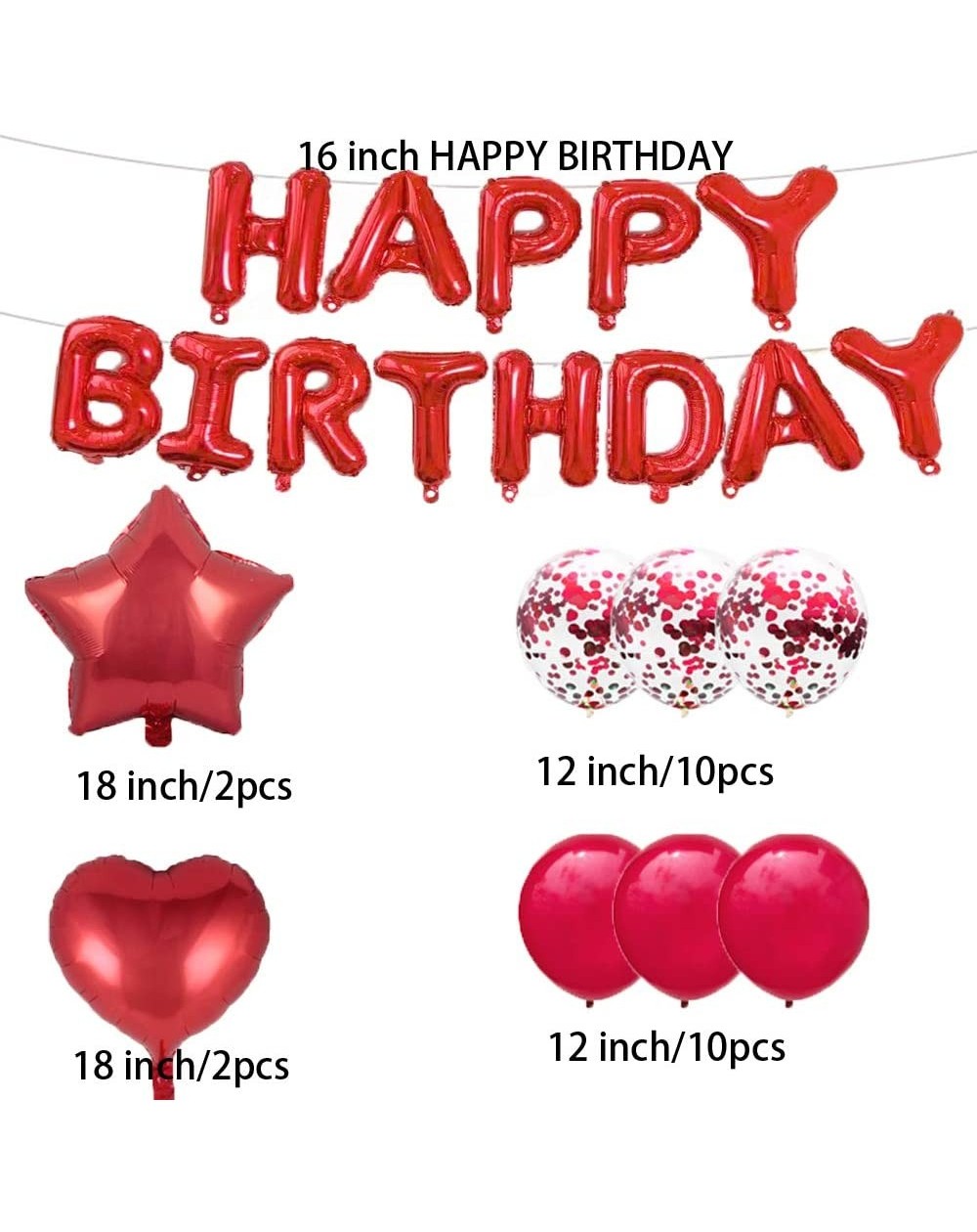 Sweet 17th Birthday Decorations Party Supplies-Red Number 17 Balloons ...