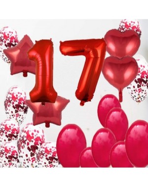 Balloons Sweet 17th Birthday Decorations Party Supplies-Red Number 17 Balloons-17th Foil Mylar Balloons Latex Balloon Decorat...
