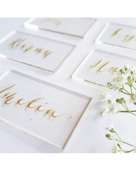 Place Cards & Place Card Holders 25 Pcs Clear Acrylic Wedding Place Cards- Blank Rectangle Acrylic Name Cards Handwritten Cal...