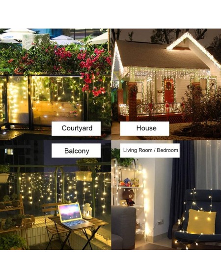 Outdoor String Lights LED Solar Icicle String Lights-20Ft 264 LEDs Waterproof Extendable Curtain Icicle Lights Fairy String L...