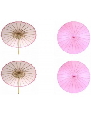Favors 32-Inch Paper Parasol- 4-Pack Umbrella for Wedding- Bridesmaids- Party Favors- Summer Sun Shade (4- Pink) - Pink - CG1...