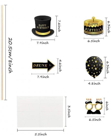 Photobooth Props 48PCS Happy Birthday Party Photo Booth Props-Black Funny and Gold Decorations Birthday Party Supplies Photob...