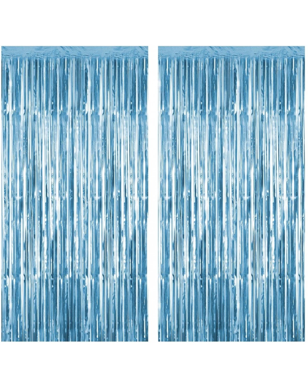 Photobooth Props Foil Fringe Curtains Metallic Tinsel Mylar Curtain for Party Photo Backdrop Wedding Decor (Light Blue- 2-Pac...
